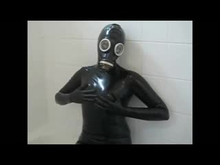 Woman catsuit gasmask