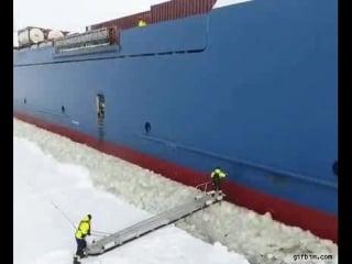 And getting on a moving cargo ship no job for bad nerves