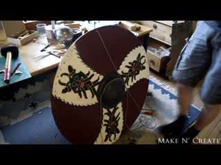 Woodworking, blacksmithing and leatherworking making a viking round shield and testing it