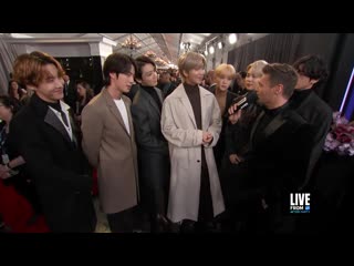 200127 bts gives a preview of their grammys performance by e! @ 62nd annual grammy awards red carpet