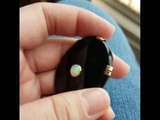 This beautiful, heavy onyx and opal brooch/pendant париж