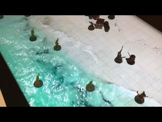 [oc] animated warship, beach and pure ocean scenes on a 40" gaming table