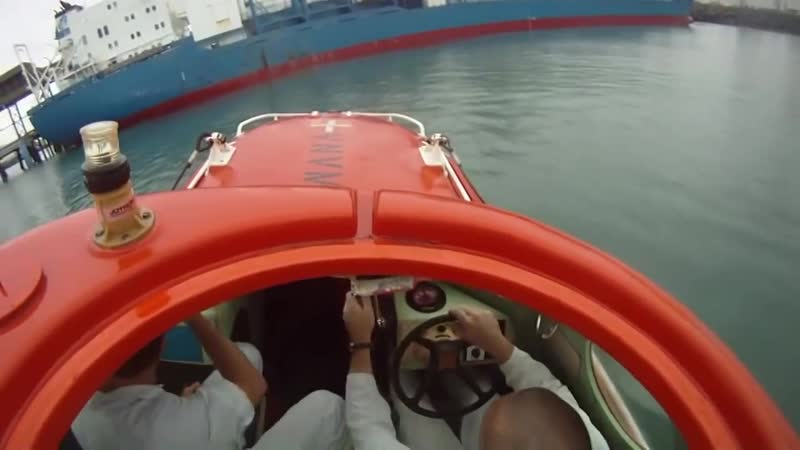 Inside freefall lifeboat when launching