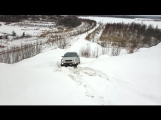 Зима, снег vs subaru outback