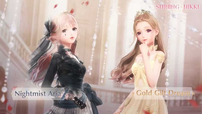 Shining nikki | set display nightmist aria &amp; gold gilt dream