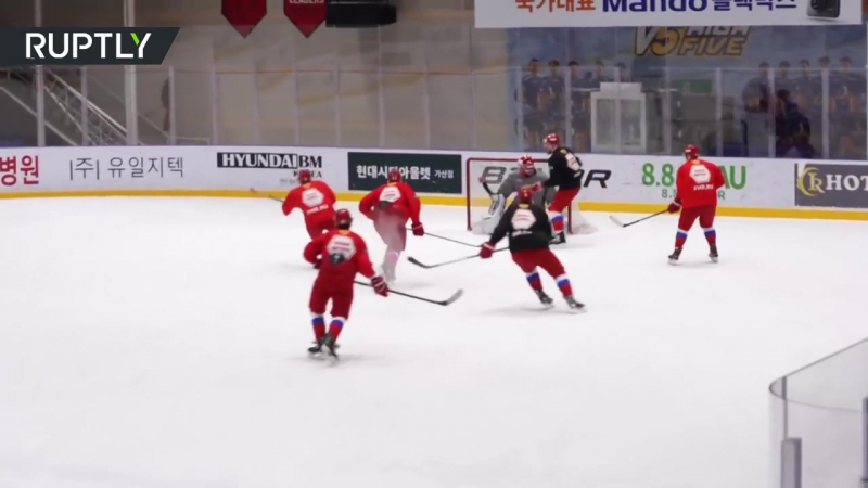 Игроки олимпийской сборной россии по хоккею провели первую тренироу в южной корее {8/02/2018)