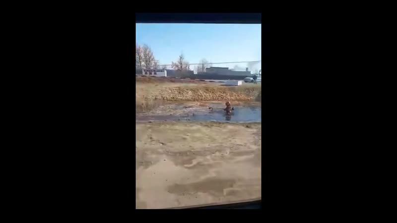 Новополоцк промзона, чувак косит траву