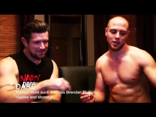 Trenton ducati and brendan phillips demonstrate the art of rubbing and licking