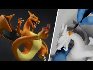 Sculpting charizard pokemon clay art