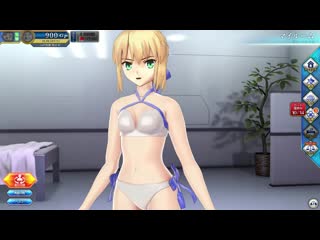 【fate grand order arcade】アルトリア・ペンドラゴン（水着） マイルーム、召喚、霊基再臨【artoria】