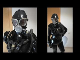 Gas mask latex girl