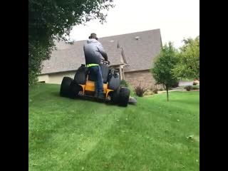 Watch as i’m trying to keep up with the batmower on my toro grandstand but i completely slide out i just did a youtube video on