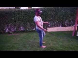 Guy tries to jump over vr fence