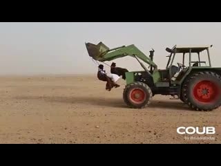 What did i just see? ghost riding saudis swing from reversing tractor