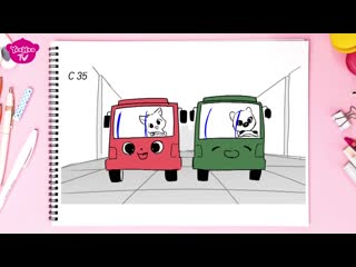Yoohoo wheels on the bus storyboard to animation! sing along cartoons for