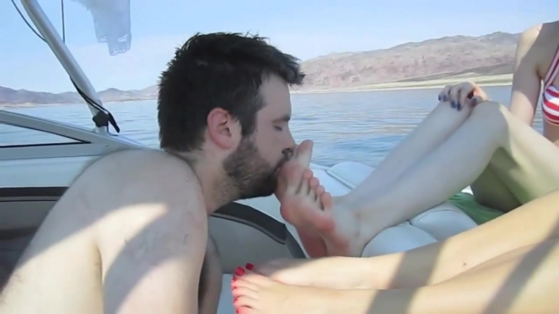 Boating with princess rene & kyaa foot worship slave feet trampling smelling fetish domination trample smelling sniffing