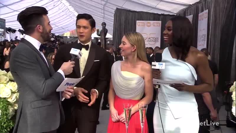 Harry shum jr and sydney sweeney present the first two sagawards of the evening!