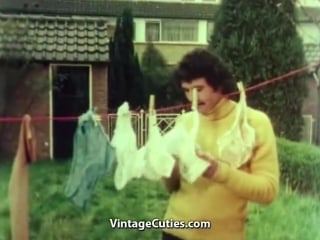 Buxom chicks take advantage of big dick 1970s vintage