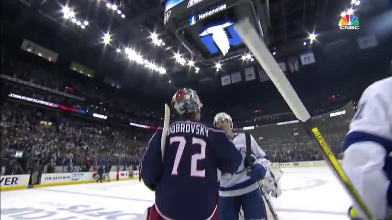 Blue jackets shake hands with lightning after sweep, 1st playoff series win