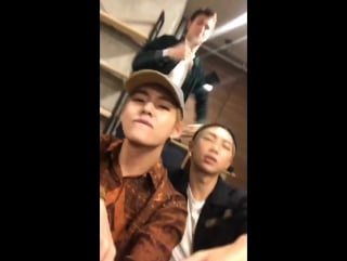 Ansel elgort‏ with tae and rm (bts)