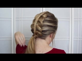 Stacked fishtail + dutch braid messy bun