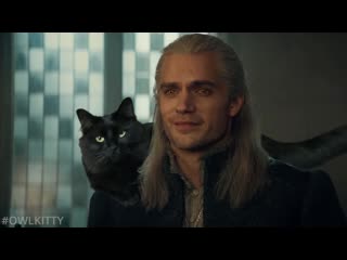 If geralt had a cat (owlkitty + witcher)