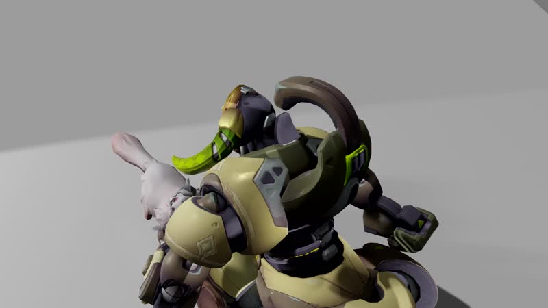 Orisa's puppy emote but the puppy is brigitte's jetpack cat! cute!!!