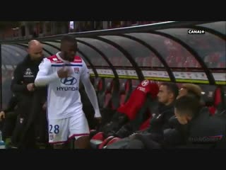 Tanguy n’dombélé reacted angrily to being hauled off yesterday as lyon sought to turning things around against guingamp midfi