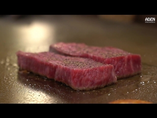 Rare wagyu beef in tokyo japanese teppanyaki in ginza