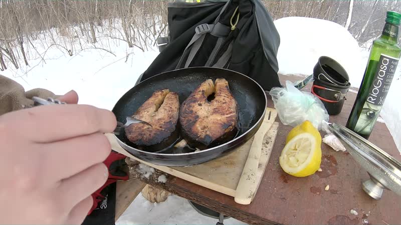 Отжарил лосося в лесу зимой [странник артур]