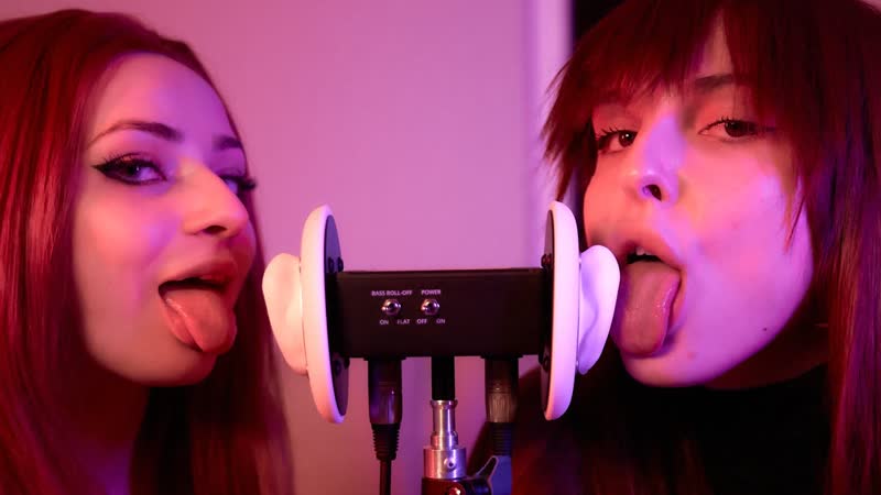 Asmr double macro ear licking mouth sounds with elsa yori (3dio)