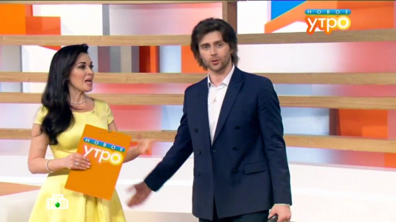 Анастасия заворотнюк, петр чернышев и ирина турчинская в рубрике "утро зарядка", нтв