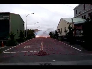 Explosion of thousands firecrackers