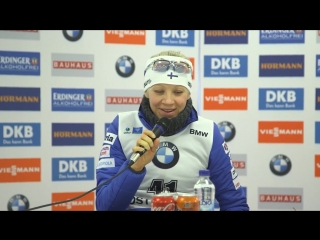 Marie dorin habert, kaisa makarainen and gabriela koukalova after östersund womens sprint