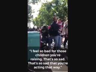 Woman in wheelchair at disney asks this father not to encourage his porn to distract her service dog and even says she is un