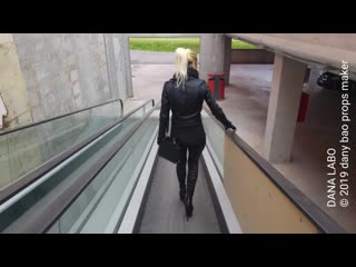 Dana labo walking in corset leggings and leather boots