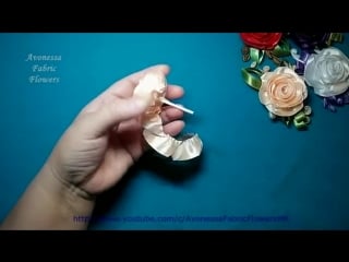 Ribbon flowers rose from the narrow ribbon цветы из лент роза из узкой ленты м