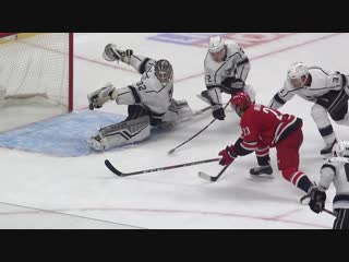 Jonathan quick extends for spectacular fingertip save with blocker