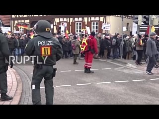 Germany far right protesters clash with counter demonstrators in kandel hd mp4