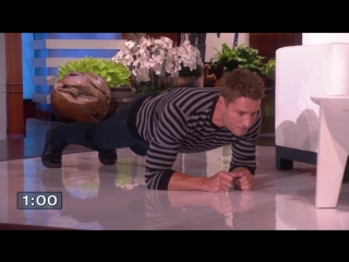 The ellen show justin hartley balances ellen on his back for charity