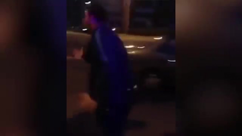 Буйный водитель бьет полицейских