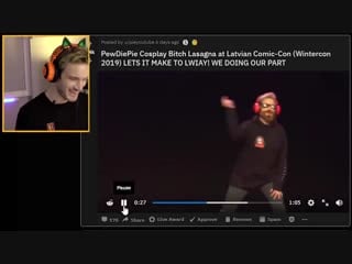 Pewdiepie cosplay bitch lasagna at latvian comic con (wintercon 2019)