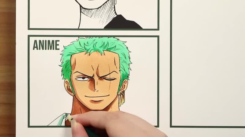 [mayara rodrigues] drawing roronoa zoro in 3 styles [manga, anime and realistic]