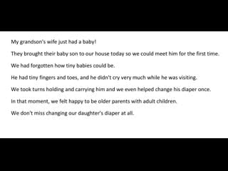 Mini stories | story 52 my grandaughter had a baby! | 52 b