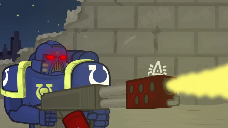 Ультрамарин жарит тело!!! warhammer 40000 анимация