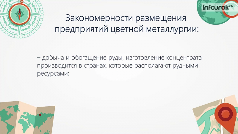 Сформулируйте главную закономерность в размещении цветной металлургии. Сформулируйте главную закономерность в размещении цветной металлургии. Факторы размещения цветной металлургии. Факторы размещения цветной металлургии. Сырьевые и топливные ресурсы цветной металлургии.