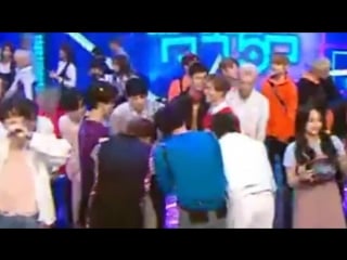 Taemin was taking the confetti out of jimins hair my faves