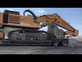 Loading and transporting the liebherr 964 fasoulas heavy transports