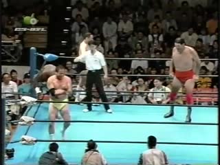 Giant baba/rusher kimura/mitsuo momota vs haruka eigen/masanobu fuchi/giant kimala ii