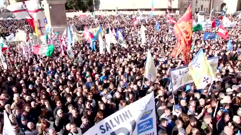 Lega kundgebung in rom 'wer armut sät, erntet proteste'